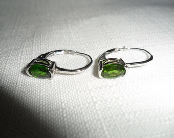 Vintage Chrome Diopside Sterling Silver Leverback Earrings