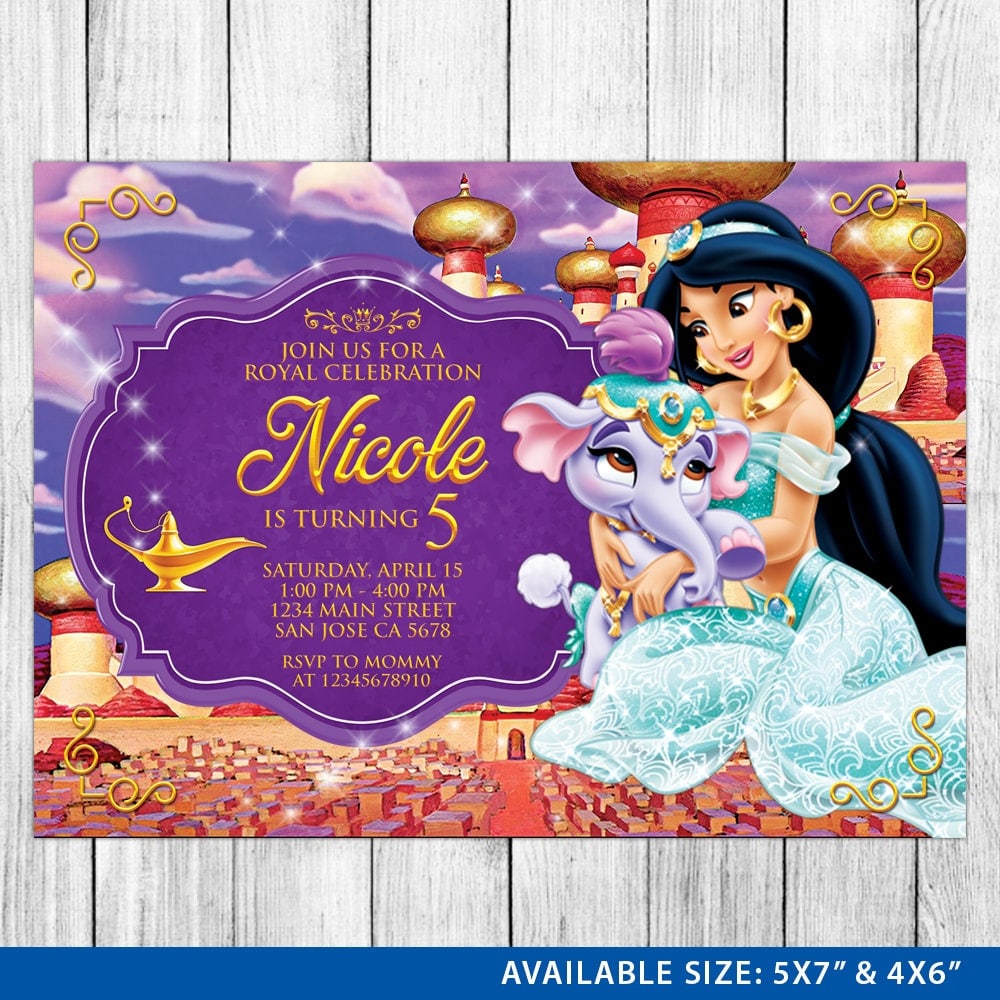 Princess Jasmine Invitation Princess Jasmine Birthday