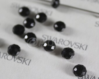 6 pieces Swarovski Elements 5040 6mm RONDELLE Spacer Beads - Jet