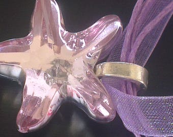 Shooting star Crystal on organza and cotton