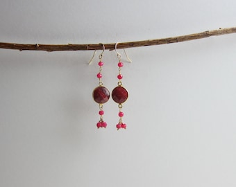 Ruby 24K Gold Plated Dangle Earrings