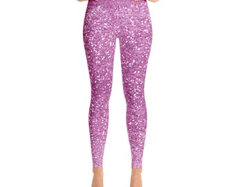 Purplish Pink Glitter Ombré Yoga Leggings