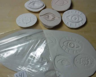 5 Eye Stamps - pottery texture clay stamps // Set # A-41