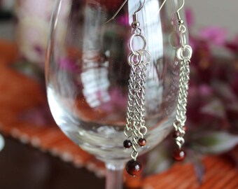 Red tiger eye drop earrings