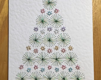 Embroidered christmas tree card