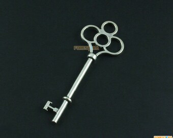 6Pcs Antique Silver Key Charm Key Pendant 75x28mm (PND1614)