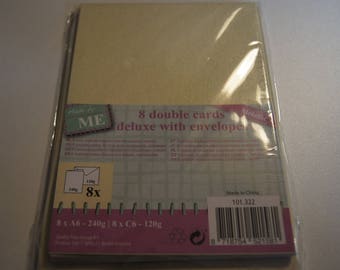 SET OF 8 CARDS / ENVELOPES GOLDEN 15X10.5 CM