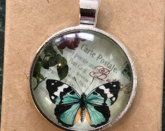 25mm butterfly cabochon glass dome pendant