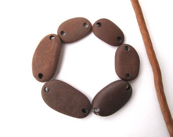 River Stone Beads Mediterranean Beach Stone Links Drilled Natural Stone Rock Beads Diy Jewelry BROWN LINKS 19-29 mm