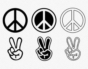 Peace Sign svg, Peace Sign Silhouette, Peace Sign Clipart, Peace Sign Vector, Peace Finger, Clipart, Cut, cricut , svg, dxf, eps, png