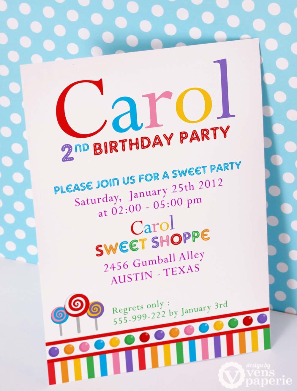 DIY PRINTABLE Invitation Card Candyland Sweet Shoppe