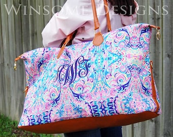 Preppy Weekender-Personalized Weekender-Monogram Duffle Bag-Monogram Luggage-Monogram Tote Bag-Weekender with Monogram-Large Travel Tote
