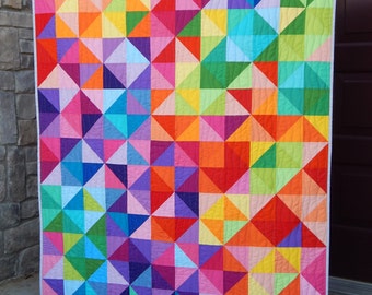 Made to Order, Rainbow Quilt, Modern Lap Quilt, Twin, Queen, King, Postcard From Sweden, Handmade Blanket, Bedding, Custom Quilts for Sale