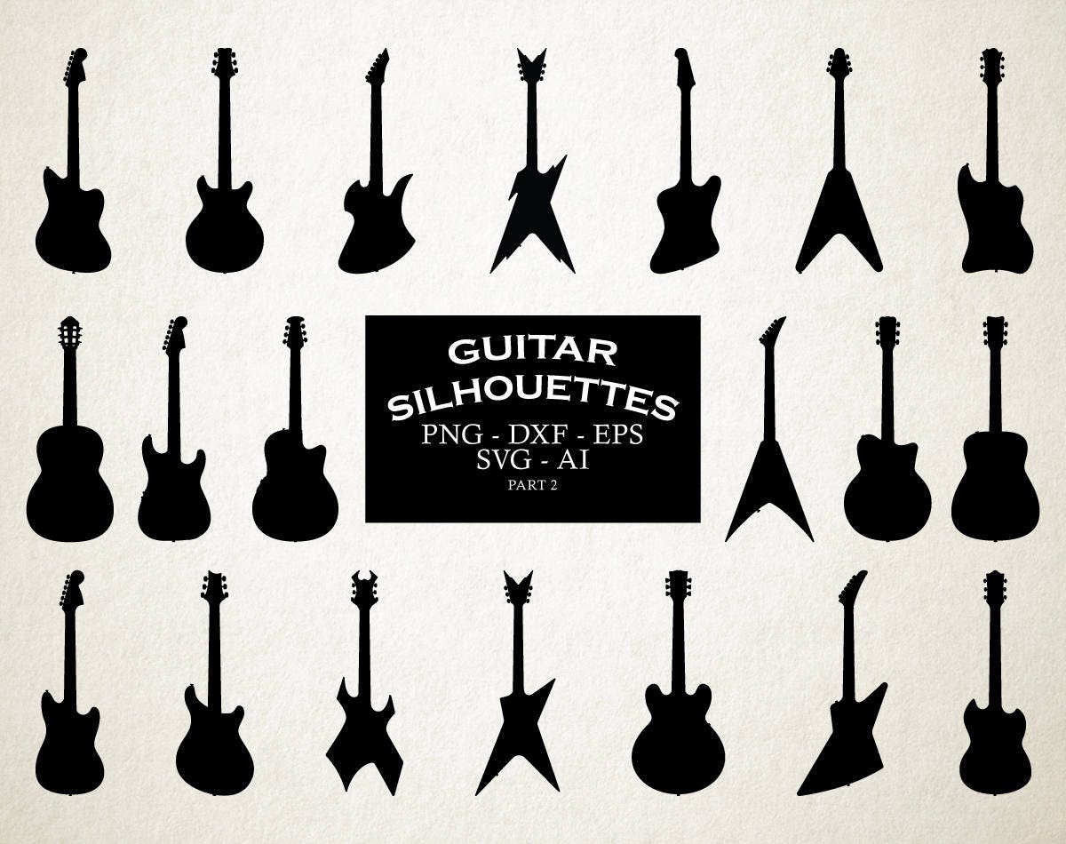 Guitar SVG Guitar Silhouette SVG Clip Art Guitar Cut Files