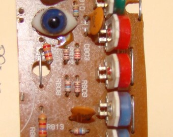 HI-TECH necklace w/ pendant made of recycled circuit board Evil Eye !!