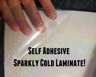 Self adhesive clear holographic vinyl iridescent sheets - Sequin, stars, prisim, or cracked ice.