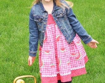 Watermelon Delight Dress (12-18 months, 2T, 3T, 4T, 5, 6,7, 8)