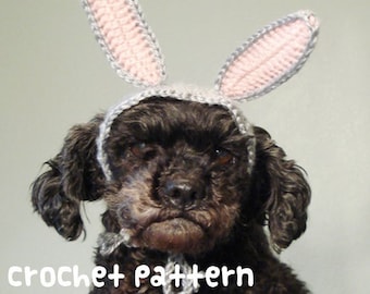 CROCHET PATTERN - Pet Hat Costume - PDF Instant Download - Bunny Rabbit Dog
