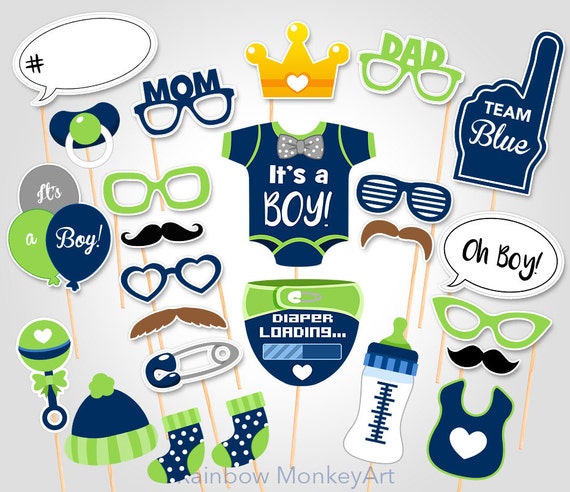 Printable Baby Shower Photo Props Baby Boy Photo Booth Props