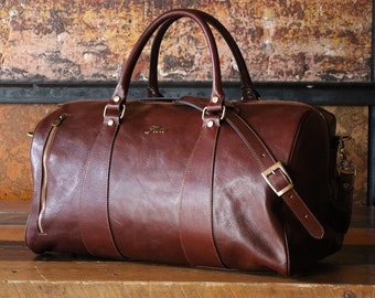 Leather Duffle Bag 21” / Floto 141217 Brown / Travel Bag / Leather Sports Bag / Cabin Travel Bag / Weekender / Overnight Bag / Leather Bag