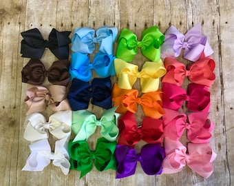 Large hair bow set, 6 inch bow set, set of 20 bows