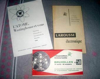VINTAGE 1958 COLLECTIBLE * 3 booklets world expo Brussels
