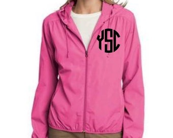 Light weight monogrammed women's rain jacket
