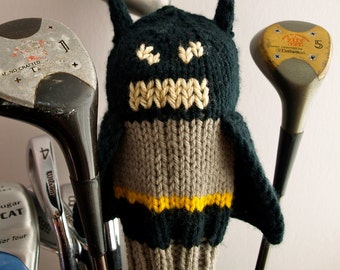 Batman, Golf Club Cover, Golf Headcover, Golf Head Cover, Knit Golf Club Cover, Knitted Golf Headcovers, Gifts For Men