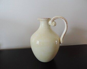 Hand painted vase - Pitcher with handle - Rustic-