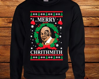 Merry Christmas Mike Tyson Crew Neck, UGLY CHRISTMAS SWEATER, Merry Chirithmith