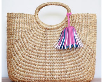 Market tote, straw bag, picnic basket, picnic tote, market bag, beach bag (Sara Market tote)