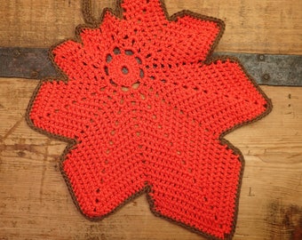 large handmade crochet leaf