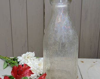 Bordens One Quart Milk Bottle, Milk Bottle, Vintage Milk Bottle, Dairy Bottle, Antique Milk Bottle