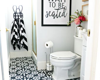 Downloadable and Printable Artwork Bathroom "Please Wait to be Seated" Sign