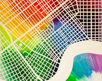 Canvas - New Orleans Colorful Map