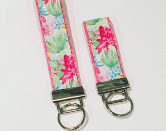 succulent key chain / succulent key fob / cactus / aloe / floral key chain / pink / fabric key chain