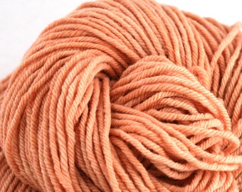 Hand Dyed Aran weight mini Empire Rambouillet Wool 213 yds 4oz Apricot