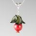 Glass Pomegranate Pendant Necklace lampwork bead jewelry hand blown glass art birthday gift, Easter gift for gardener, cook, chef, gourmet