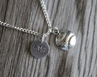 Baseball Necklace, Personalized Number Necklace, Softball Necklace, Sport Necklace, Girl Sport Necklace, Personalized Girl Softball Jewelry