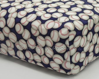 Fitted Crib Sheet - Baseball Navy