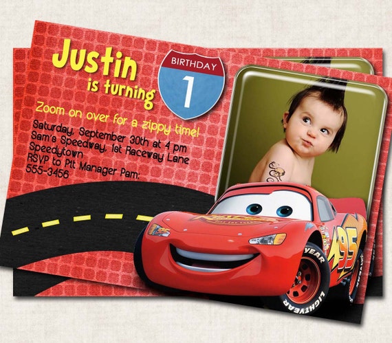 Items similar to Cars Birthday Party Invitation, personalized red black ...