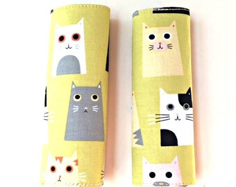 Cat luggage handle cover, 2 luggage handle wraps, bag handle cover, luggage tag, suitcase tag, cat bag tag, handle wrap, travel gifts kids