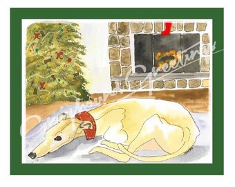 Greyhound Christmas Cards - Sue Monahan Hearth - Set/4