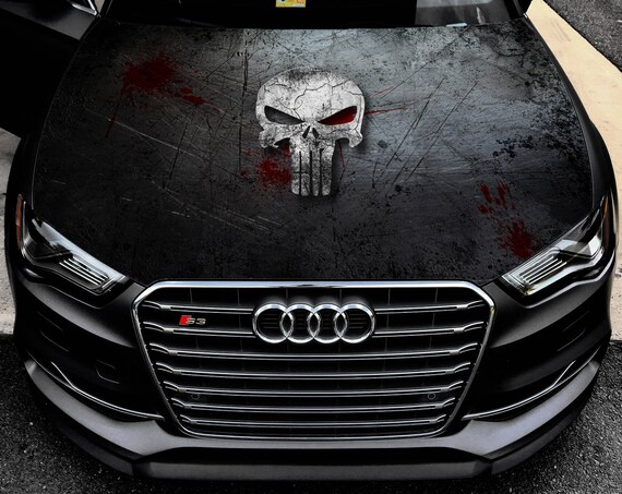 Vinyl Car Hood Full Color Wrap Graphics Decal Punisher Bloody