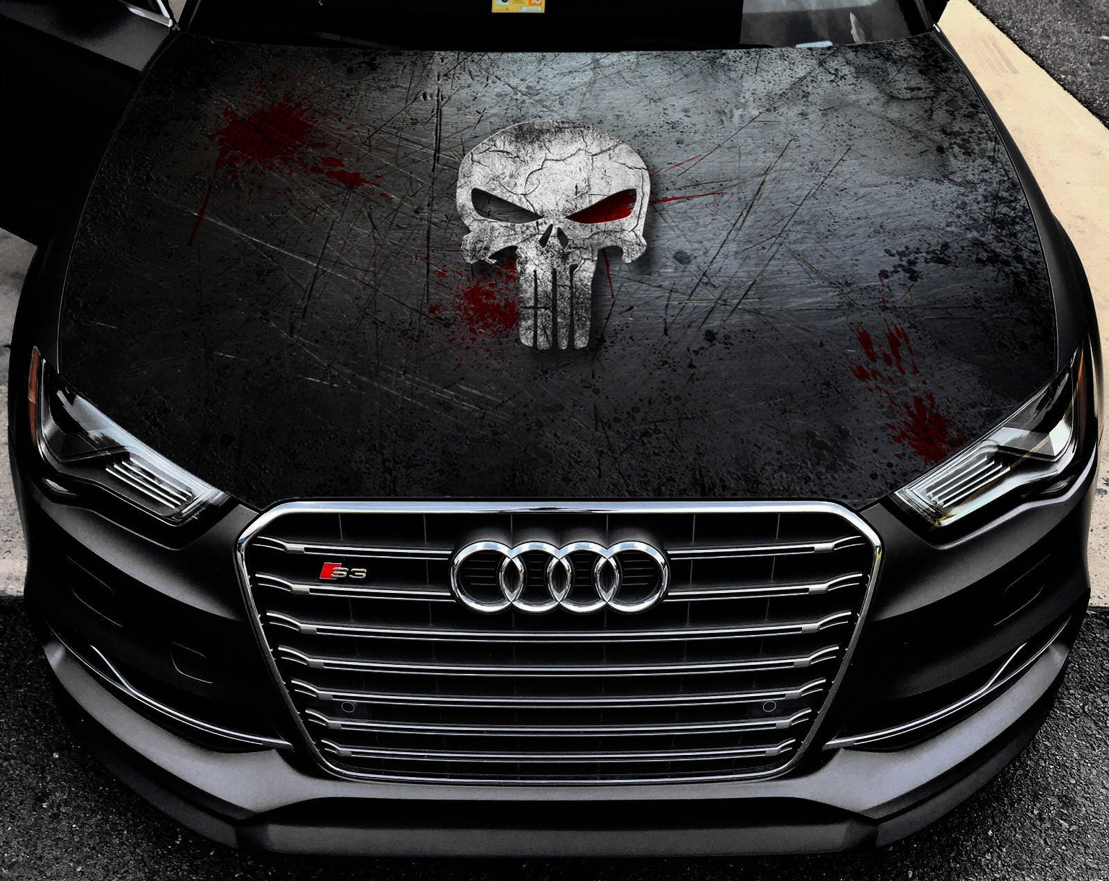 Vinyl Car Hood Full Color Wrap Graphics Decal Punisher Bloody