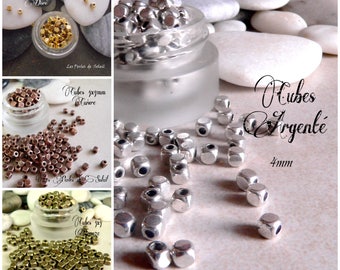 25 cubes are in metal gold silver bronze or copper 4 x 4mm