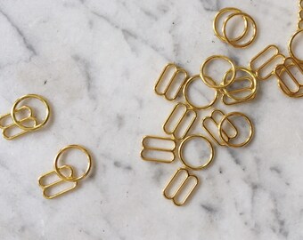 4 pieces – 12mm – of Gold plated bra rings & sliders – for bra and swimwear making