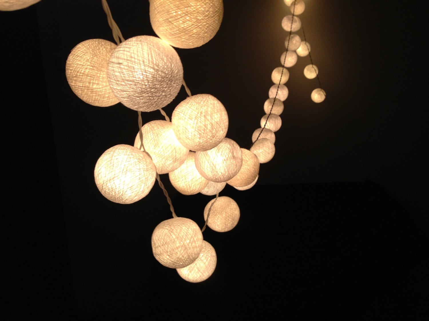 White Cotton Ball String Lights For Patio Wedding Party And Decoration 20 Bulbs Fairy Zoom