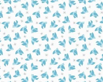 Quilting Cotton - Lewis & Irene - So Darling - Flying Blurbirds on Cream - 1/2m piece