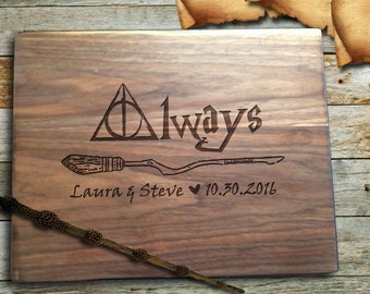 Harry Potter Cutting Board: Personalized Cutting Board, Deathly Hallows, Harry Potter Always, Custom Wedding Gift Bridal Shower Gift, Gifts